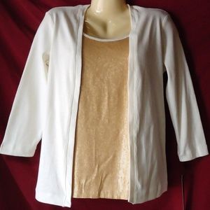 Womens Rafaella NWT Gold Sequined Jacket Top Small